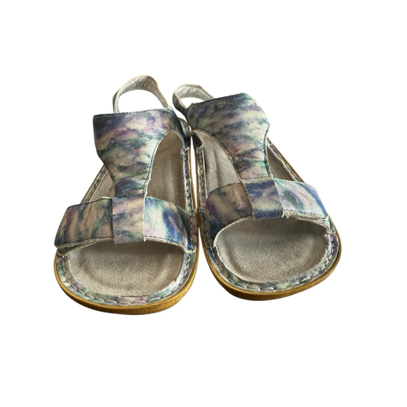 Alegria Kendra Leather T Strap Sandals Blue Pattern Size 8-8.5 - Picture 2 of 8